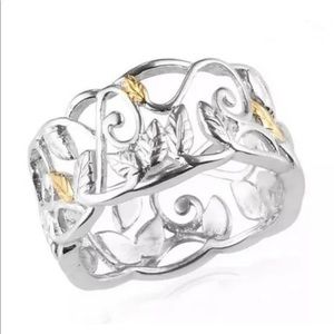 Open Work Leaf Design Ring in .925 sterling silver